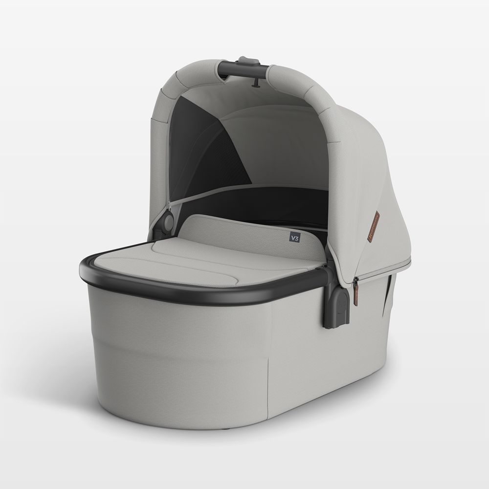 UPPAbaby V3 Savannah Pearl Grey Jacquard Baby Bassinet with Aluminum Frame