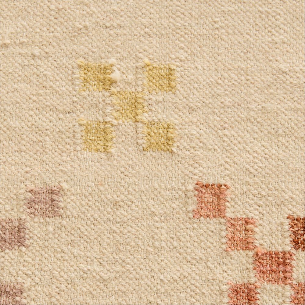 Broderie Kilim Taupe Wool and Cotton Kids Area 12"x18" Rug Swatch by Sharland England