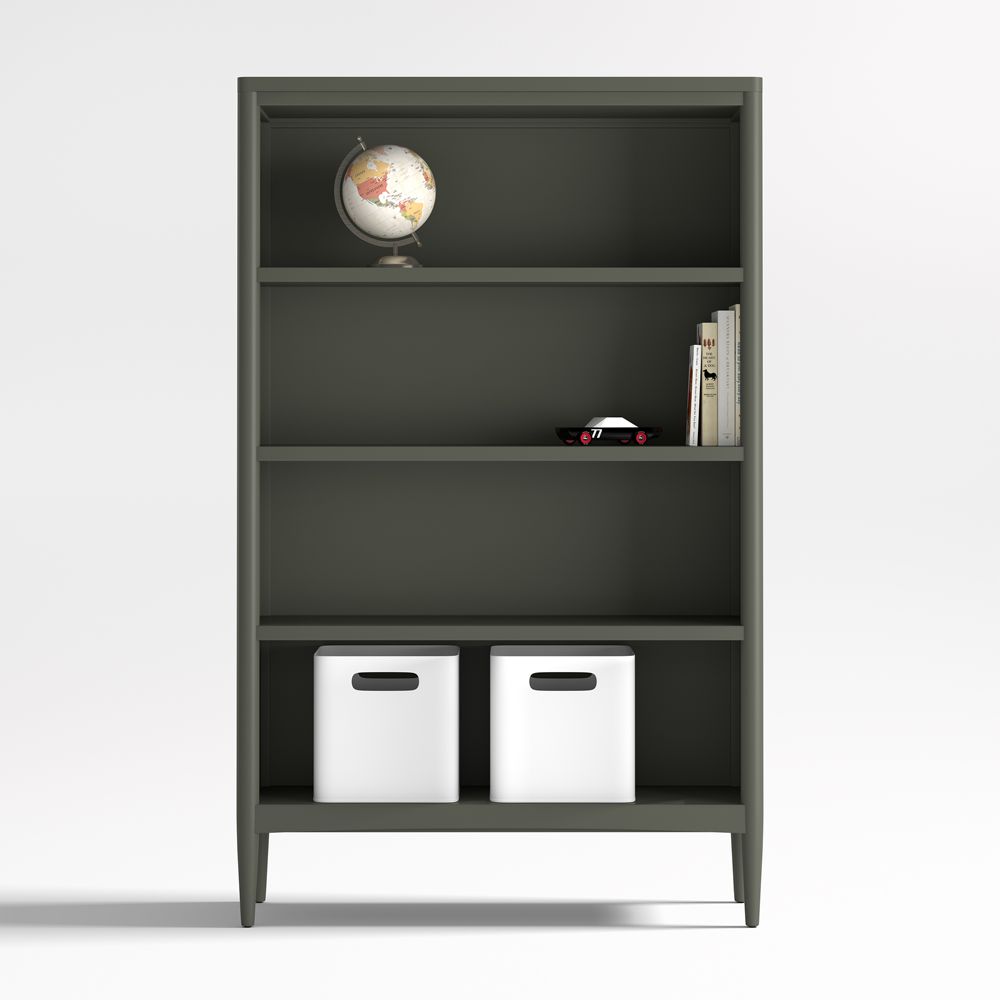 Hampshire 36" Olive Green Wood 4-Shelf Tall Kids Bookcase