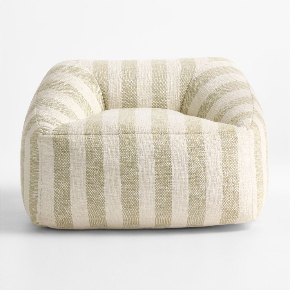 Charlie Moss Green Striped Organic Cotton Kids Lounge Chair