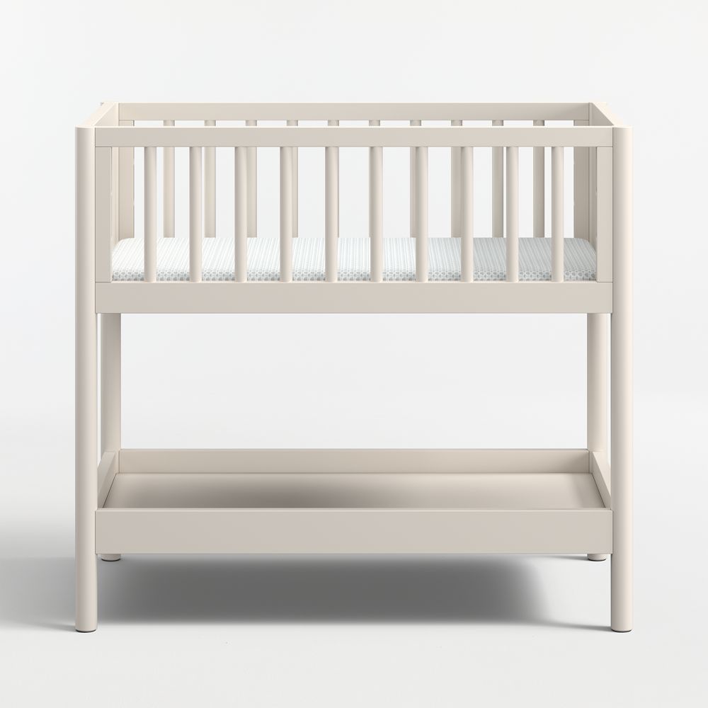 Classic Linen Wood Baby Bassinet with Mattress Pad