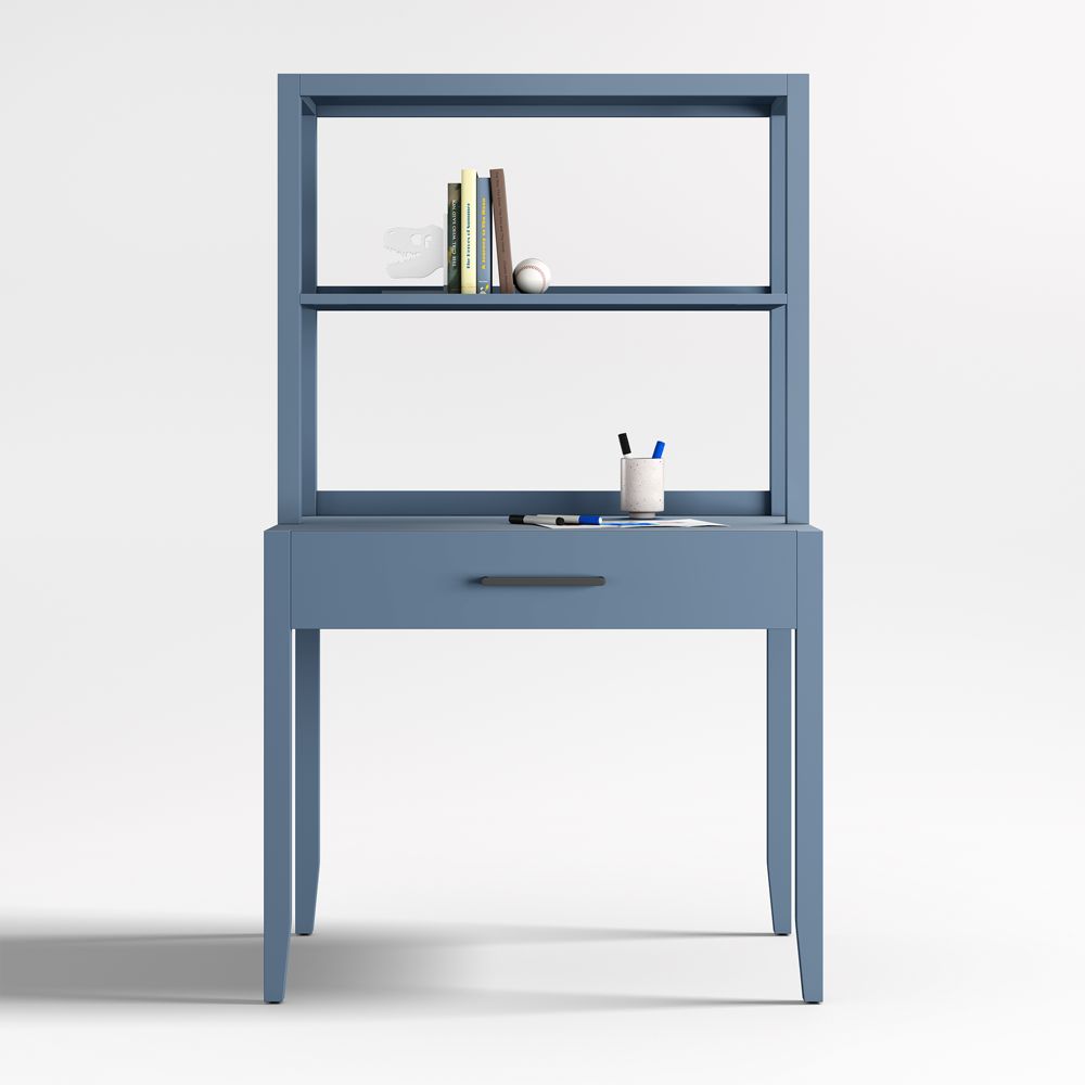 Ever Simple 36" Modular Slate Blue Wood Kids Desk with Hutch