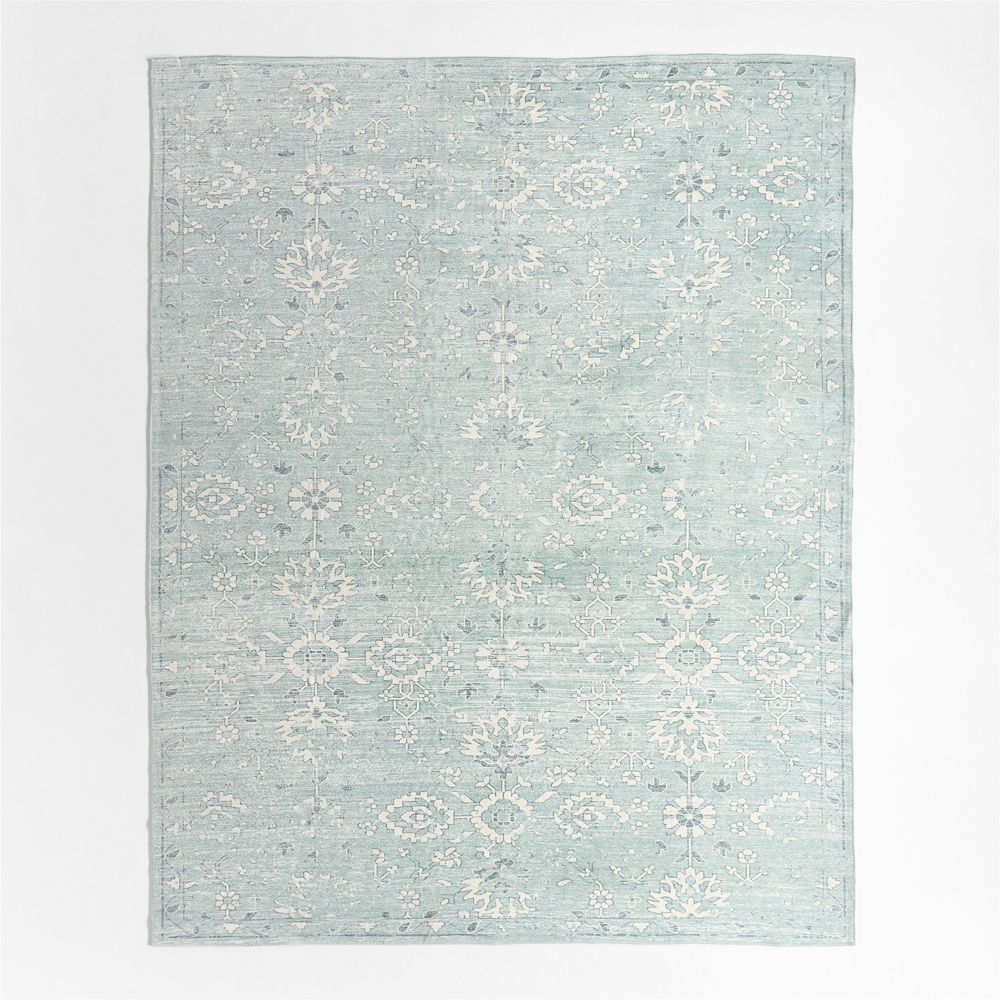 Hana Blue Floral Washable Area Rug
