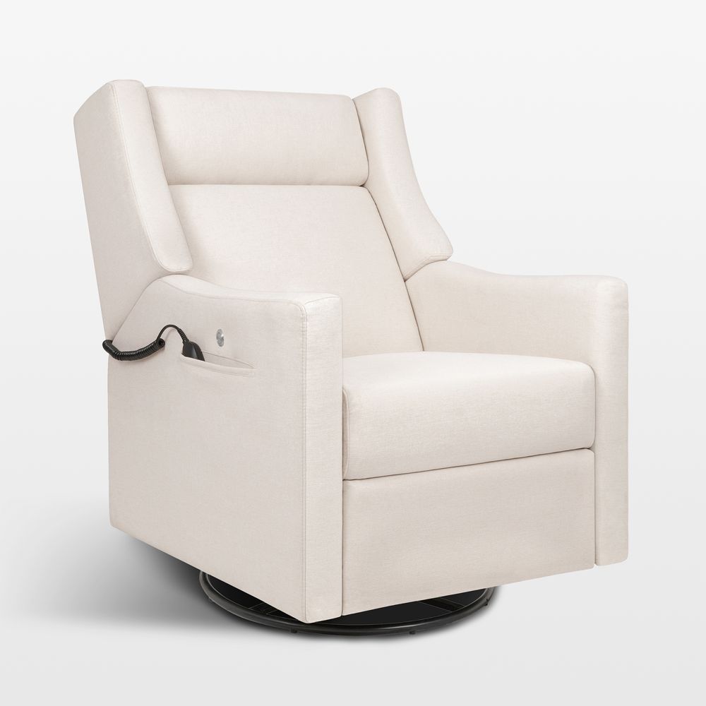 Babyletto Kiwi Deluxe Cream Nursery Electronic Swivel Glider Power Recliner with Heat Massage