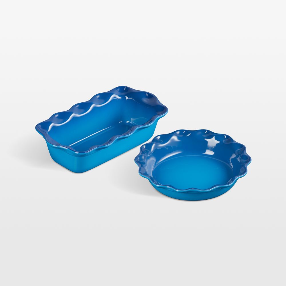 Le Creuset Marseille Fluted Ceramic Pie Dish and Loaf Pan Set