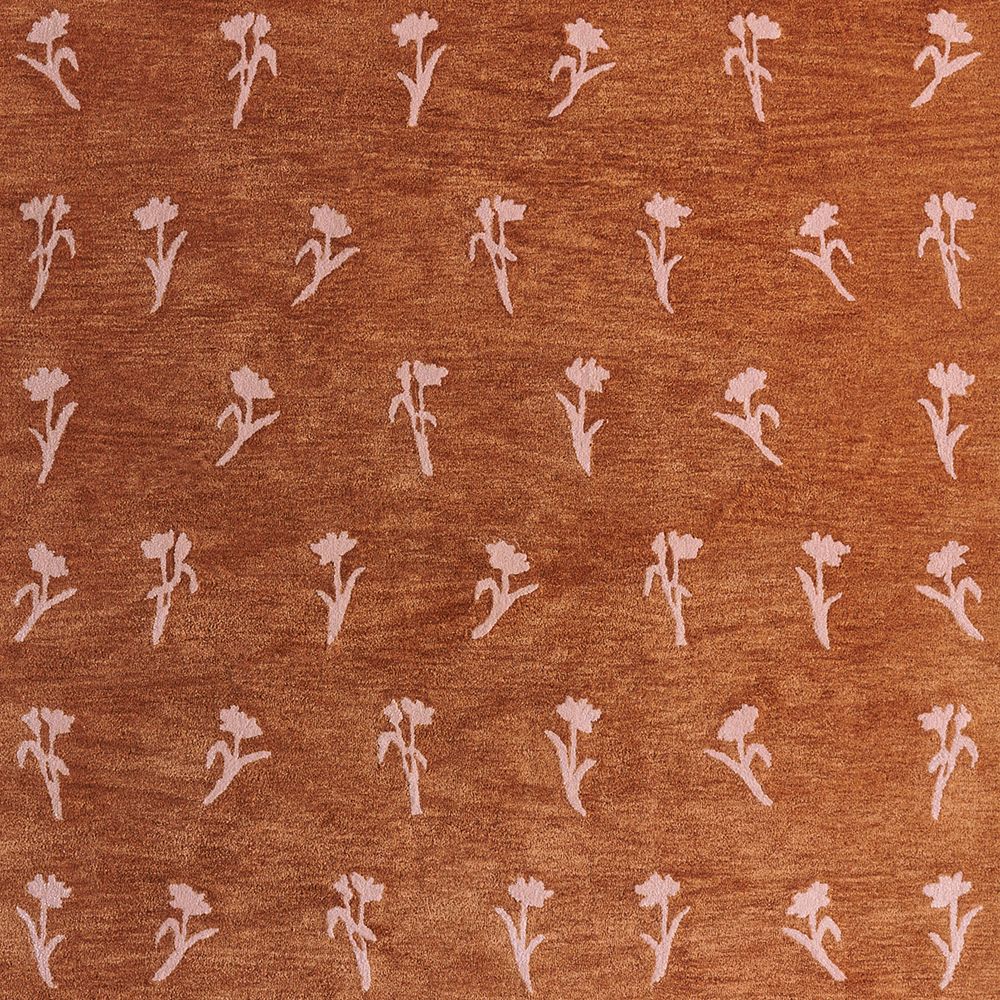 Lupin Terracotta Floral Kids Wool Area 12"x18" Rug Swatch