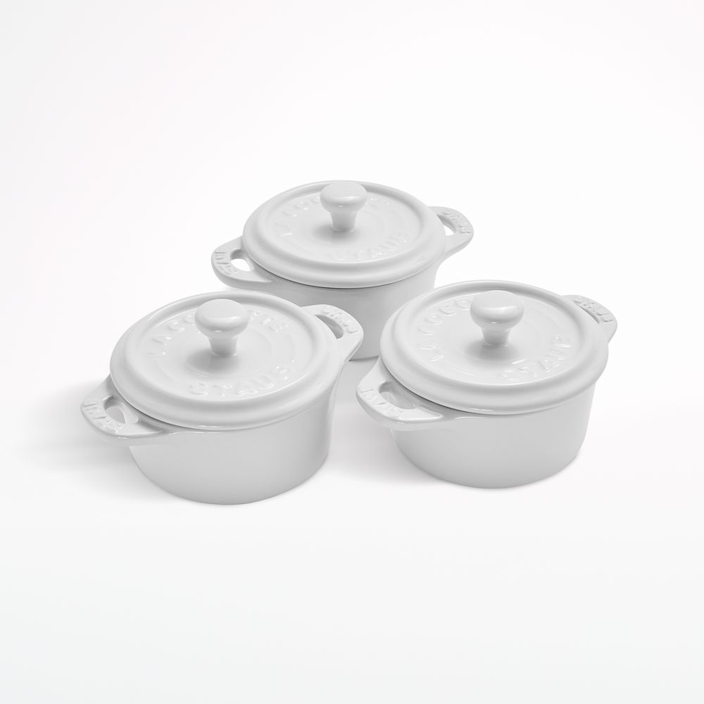 Staub White Round Mini Cocottes, Set of 3
