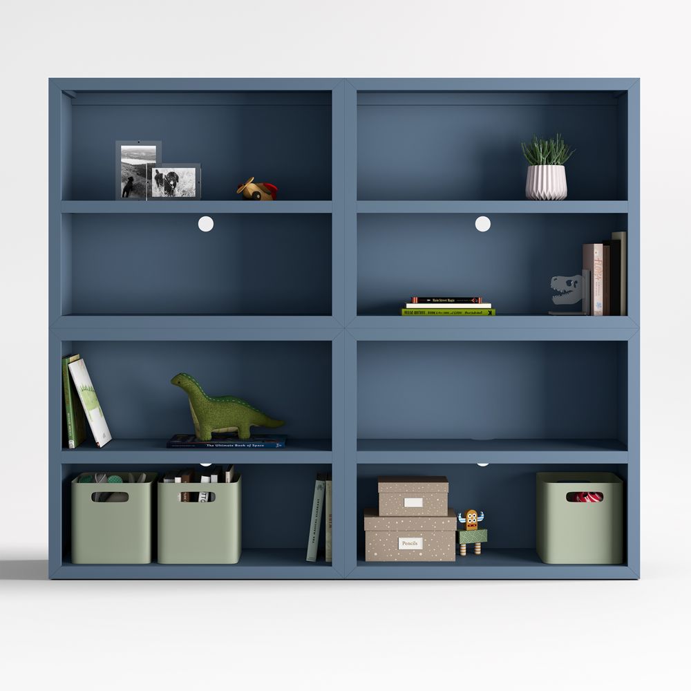 Ever Simple 72" Set of 2 Modular Slate Blue Wood Kids Open Bookcases