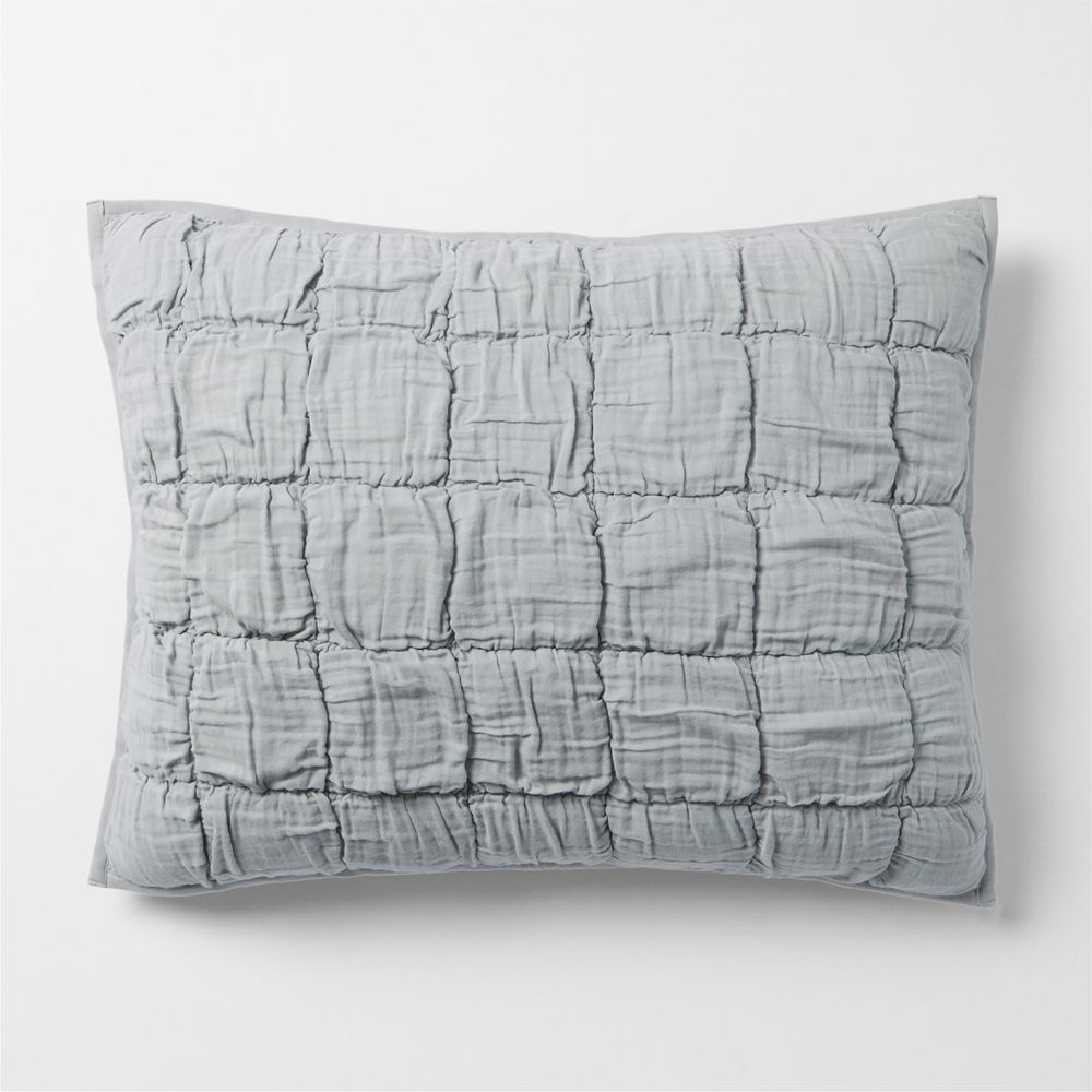 Supersoft Snuggle Puff Mist Blue Organic Cotton Gauze Kids Pillow Sham