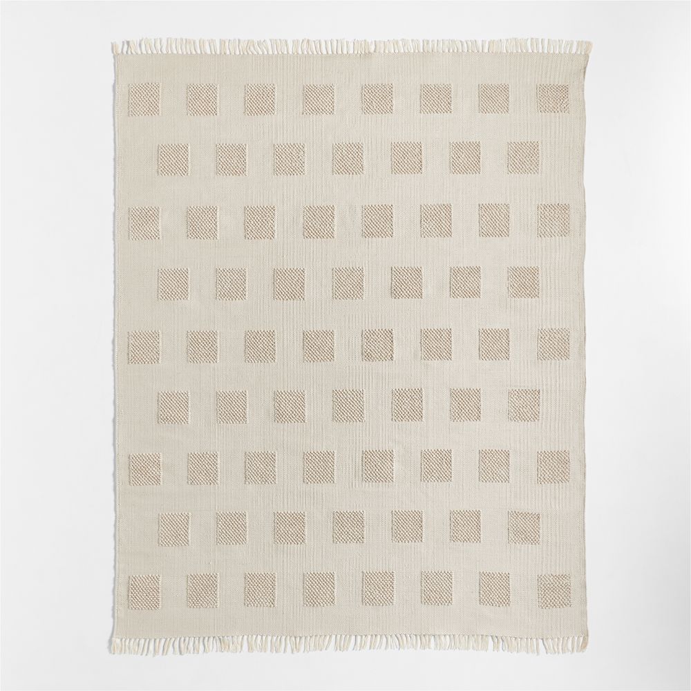 Hi/Low Square Stone Tan Flatweave Kids Performance Area Rug