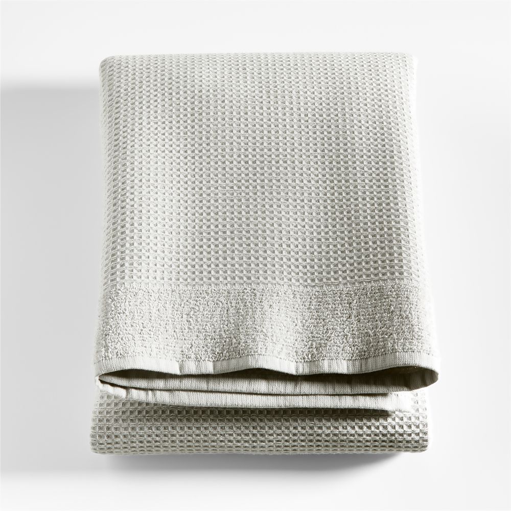 Grey 100% Organic Cotton Waffle Bath Towel