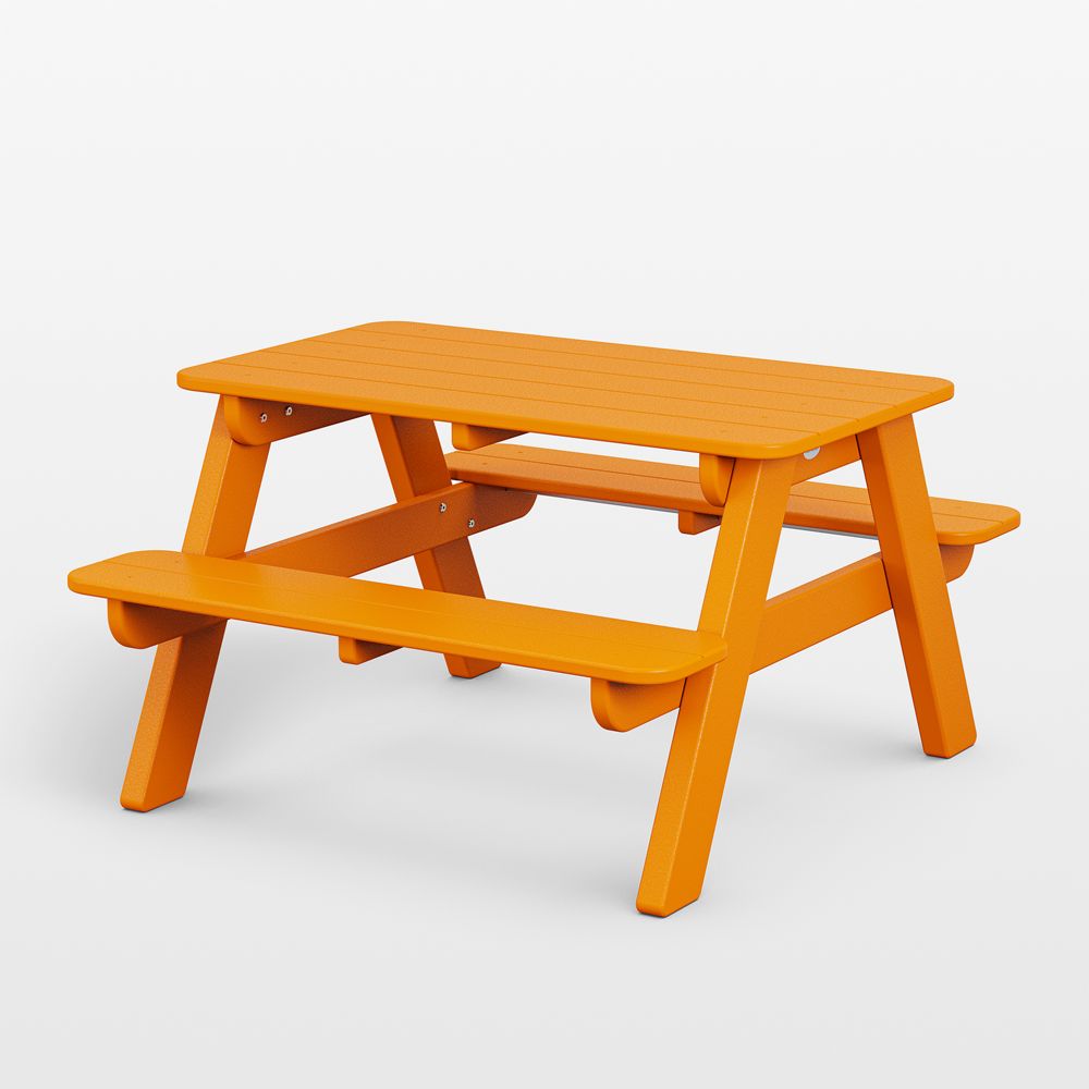 Tangerine Orange Outdoor Kids Picnic Table by POLYWOOD