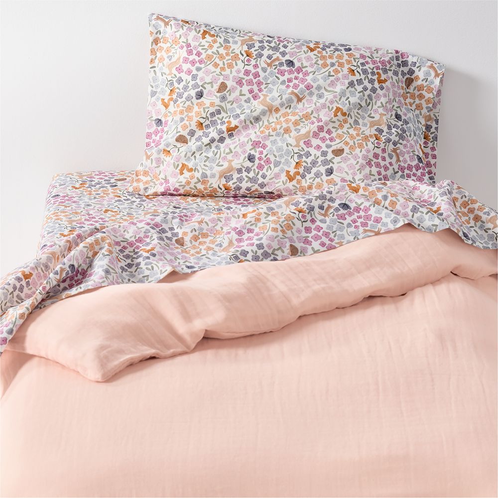 Supersoft Pale Pink Organic Cotton Gauze Toddler Duvet Cover