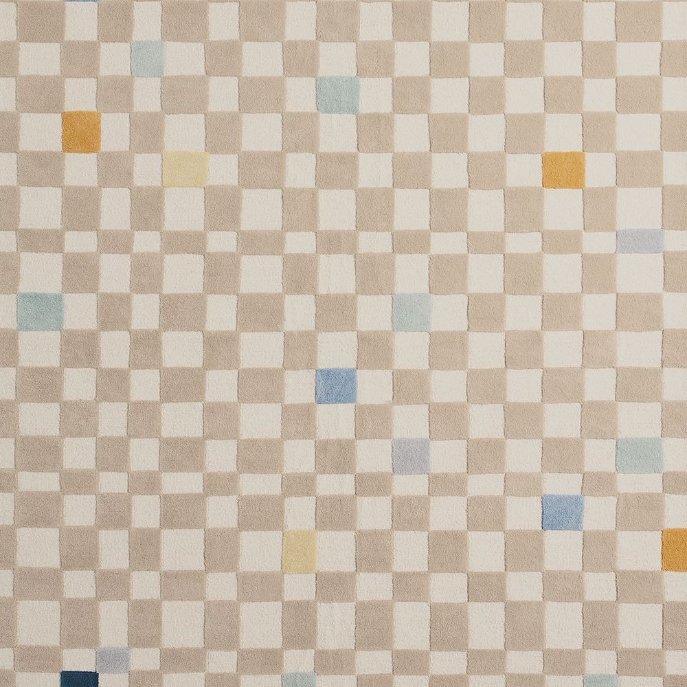 Imperfect Checkerboard Multi Blue Wool Kids 12"x18" Rug Swatch