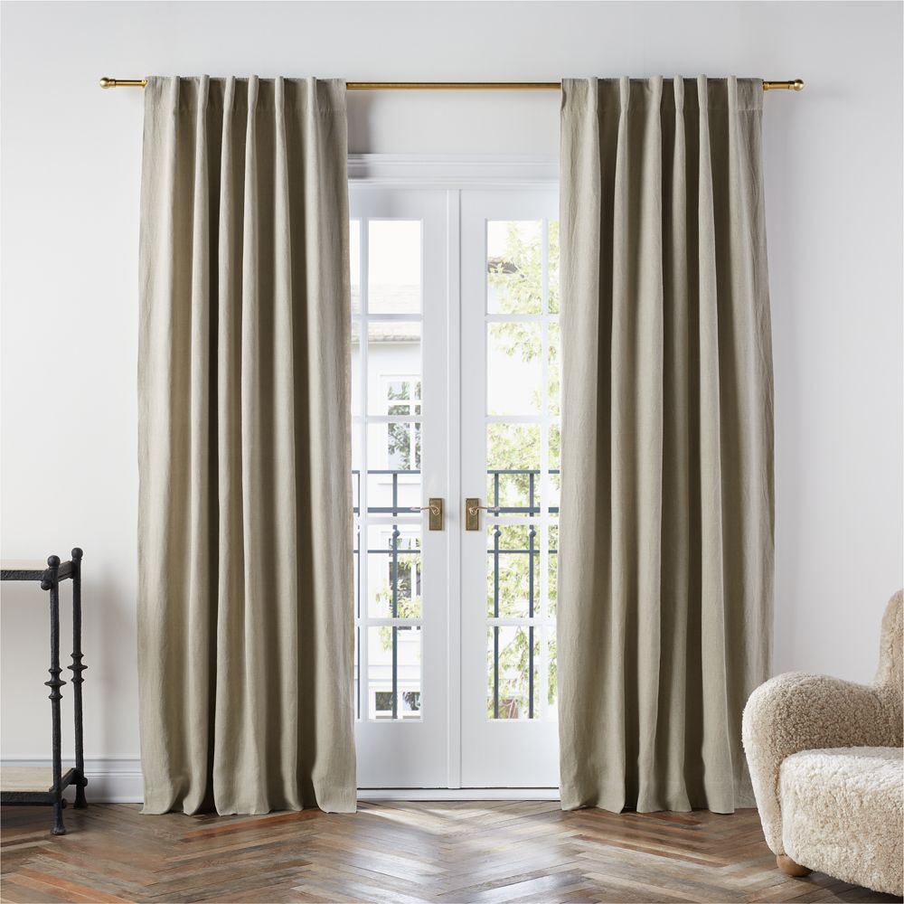 Warm Beige EUROPEAN FLAX-Certified Linen Blackout Window Curtain Panel