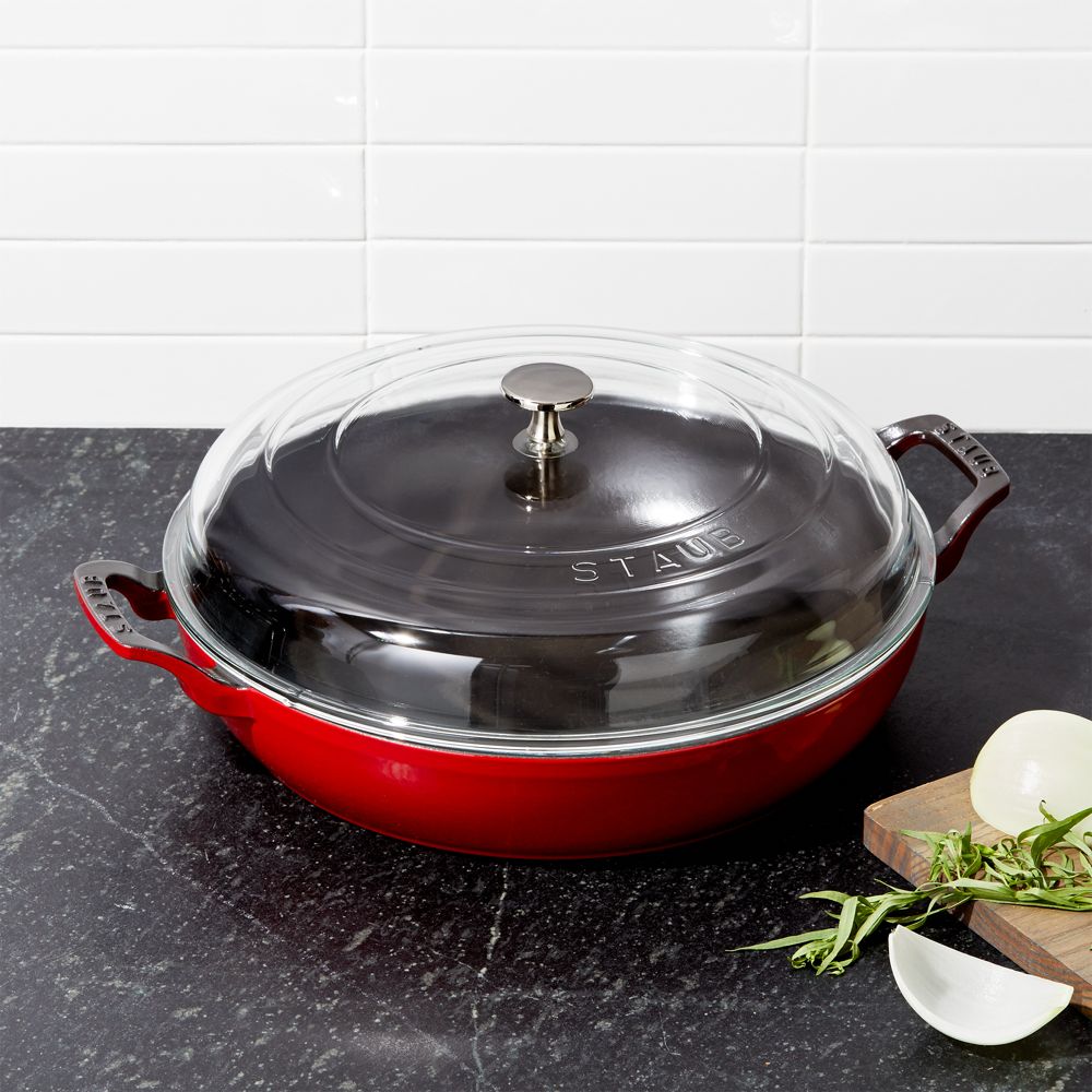 Staub 3.5-Qt Cherry Red Braiser with Glass Lid