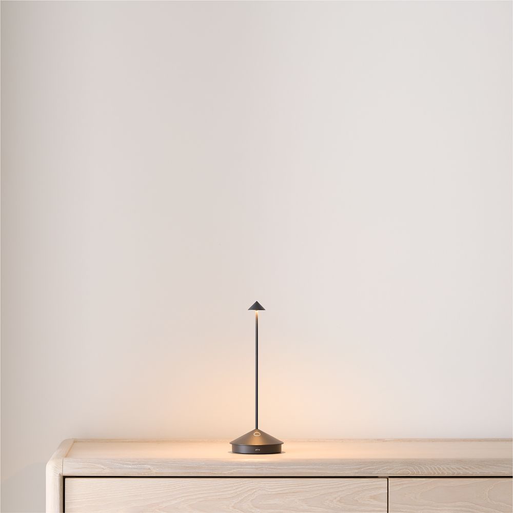 Pina Pro Dark Grey Metal Table Lamp by Zafferano America 11.4"
