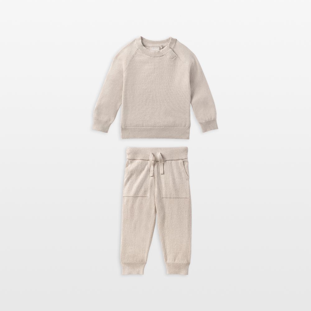 Nuna Beige Cotton Toddler Two Piece Sweater Set