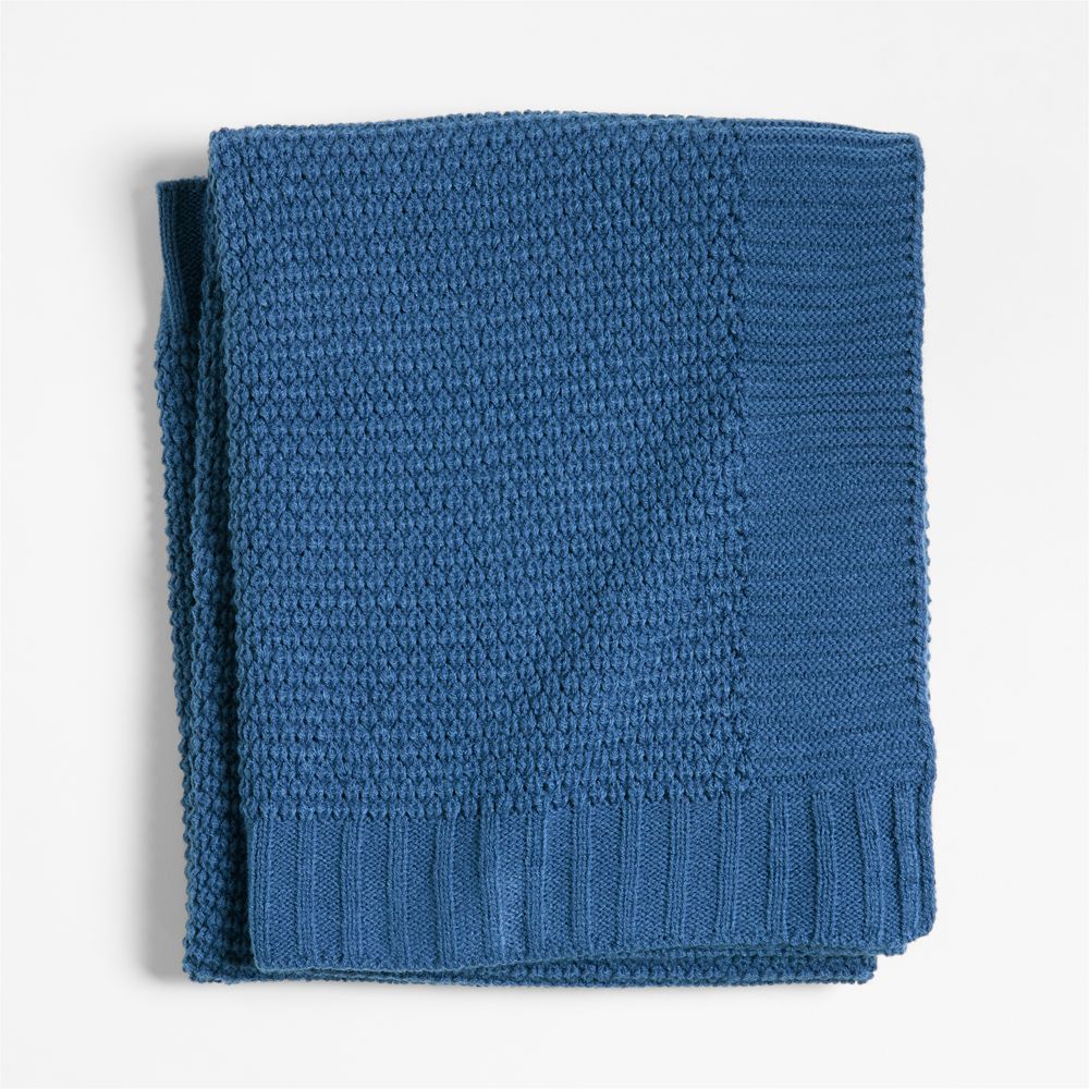 Bubble Knit Light Navy Blue Recycled Baby Stroller Blanket