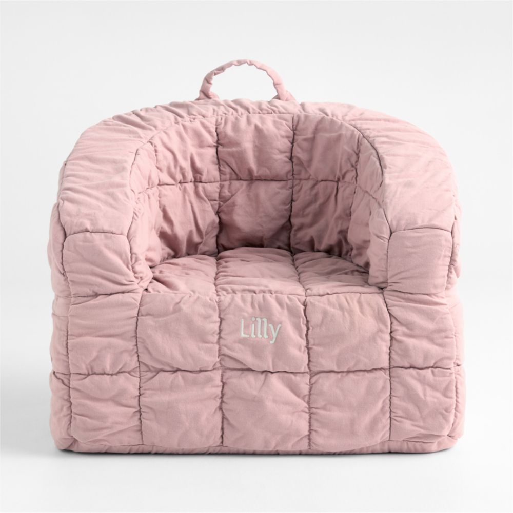 Large Orchid Rose Organic Cotton Kids Puffy Lounge Barrel Chair