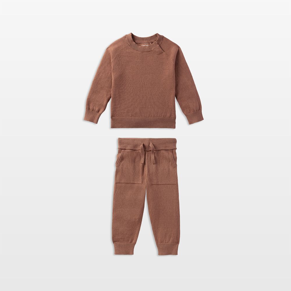 Nuna Sienna Brown Cotton Baby Two Piece Sweater Set