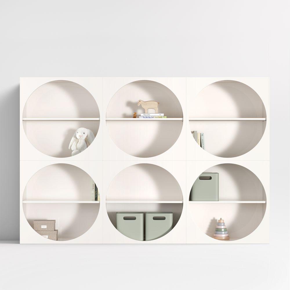 Twiggy 90" Modular Glossy Ivory Kids Open Bookcases, Set of 6
