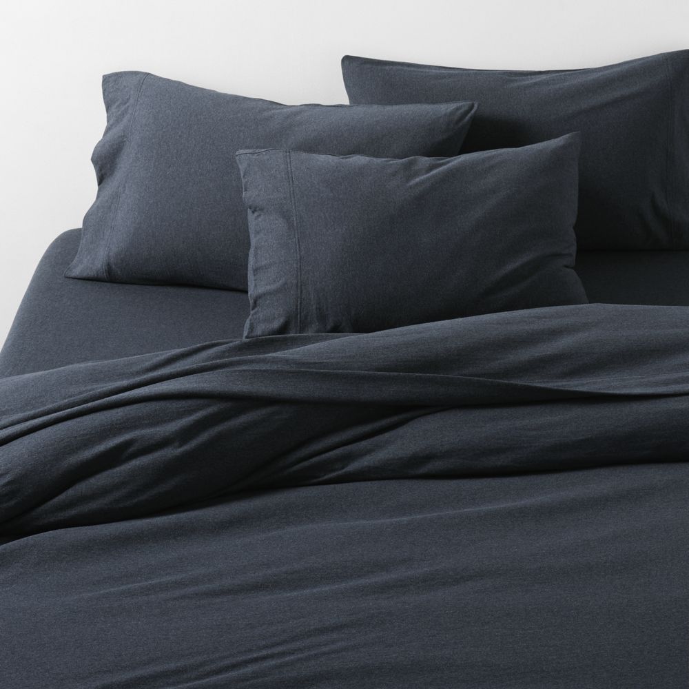 Cozysoft Organic Cotton Jersey Midnight Navy Blue Duvet Cover