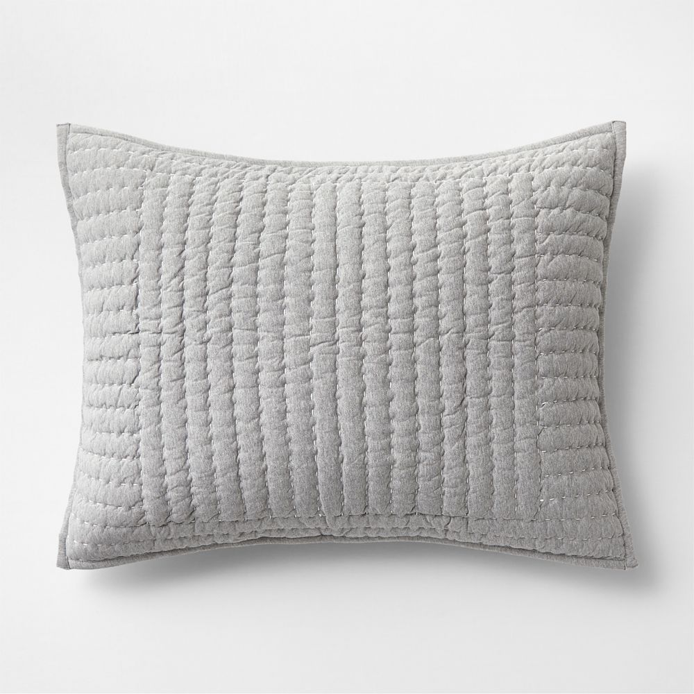 Cozysoft Organic Cotton Jersey Grey Quilted Bed Pillow Sham