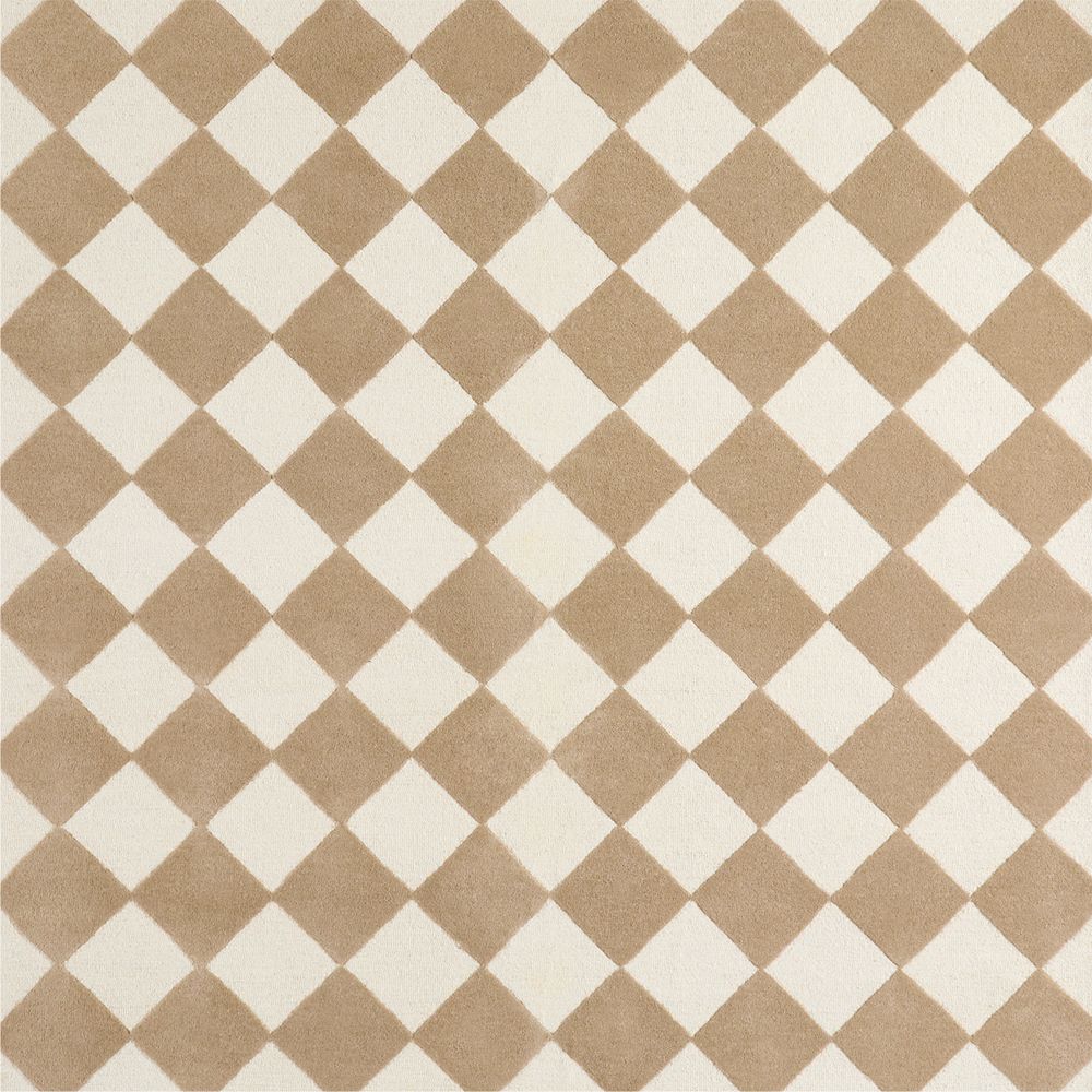 Checkerboard Tan Wool Kids 12"x18" Rug Swatch