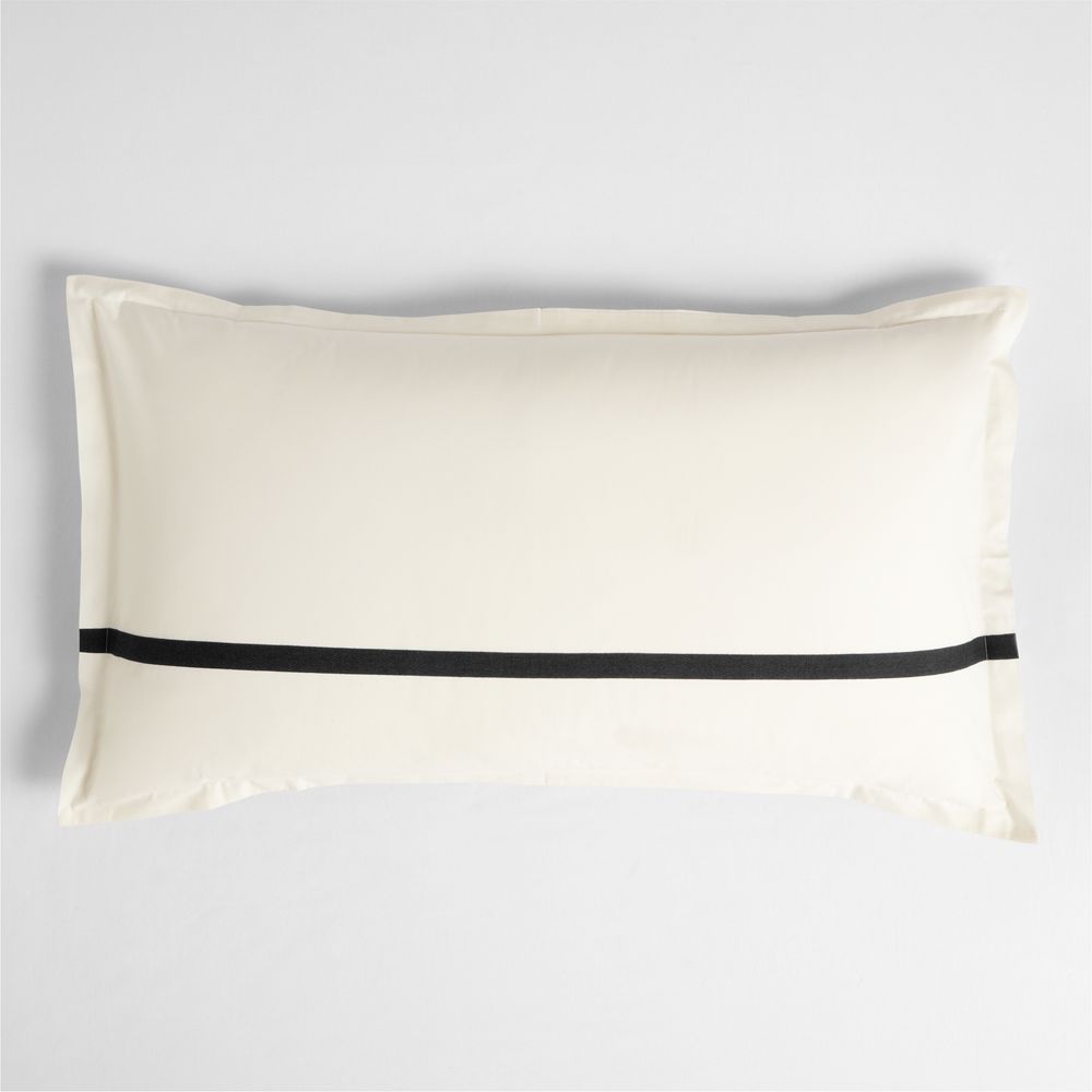 Organic Cotton Percale Ink Black Tuxedo Stripe Bed Pillow Sham