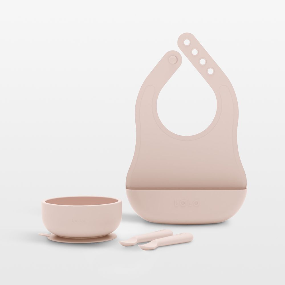 Lalo Grapefruit Pink Starting Solids Baby Feeding Set