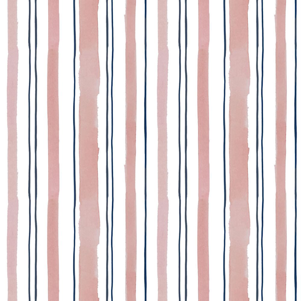 Chasing Paper Navy and Mauve Stripes Peel and Stick Wallpaper