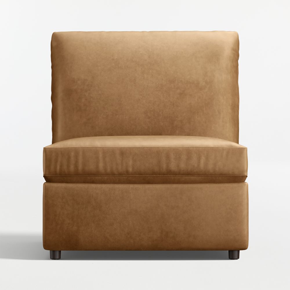 Lounge Leather Stationary Armless Chair Sectional Piece