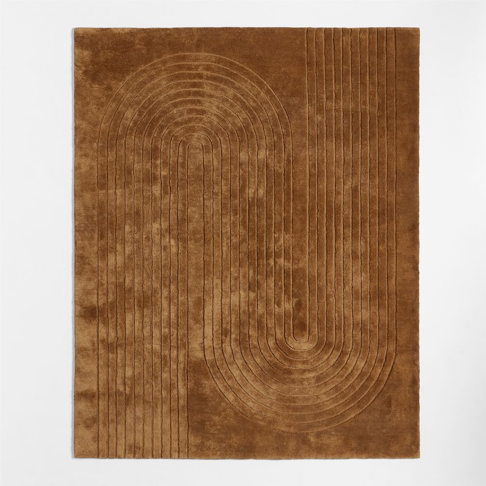 Geo Carved Almond Brown Kids Performance Area Rug