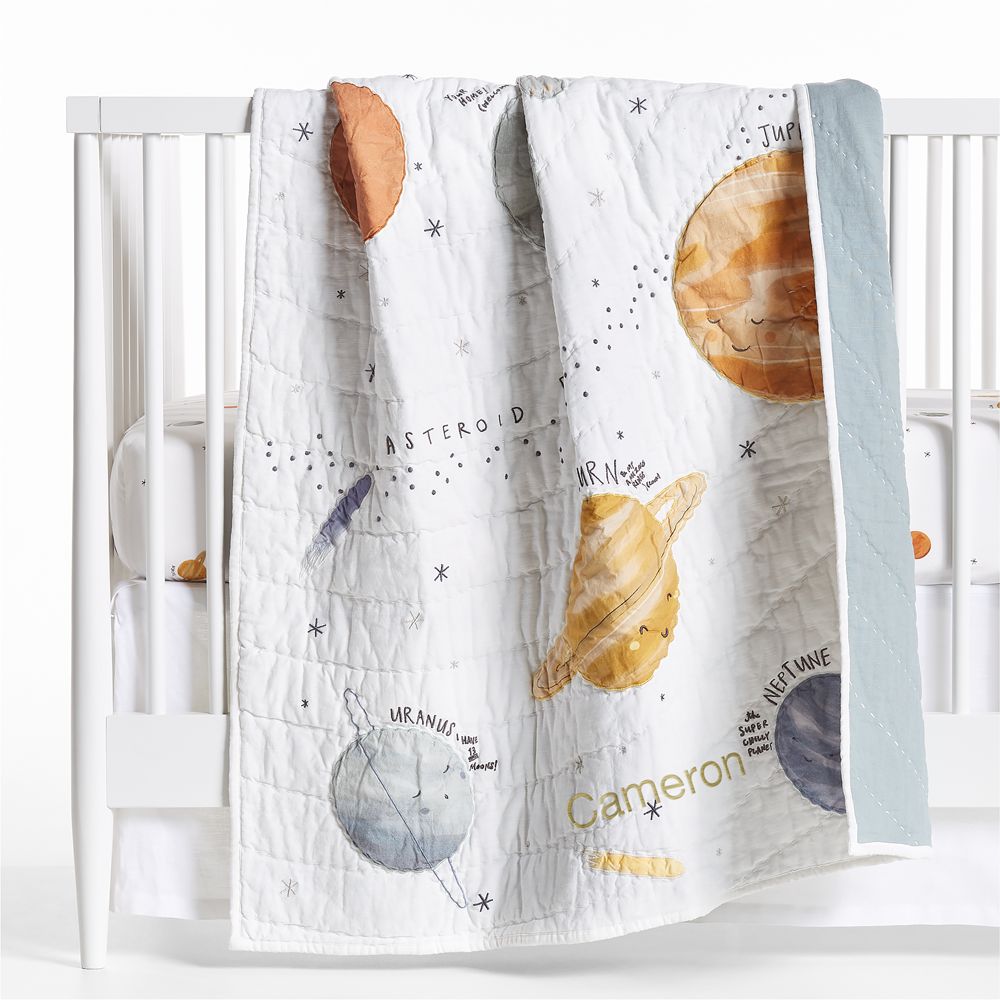 Outer Space 100% Organic Cotton Baby Crib Quilt