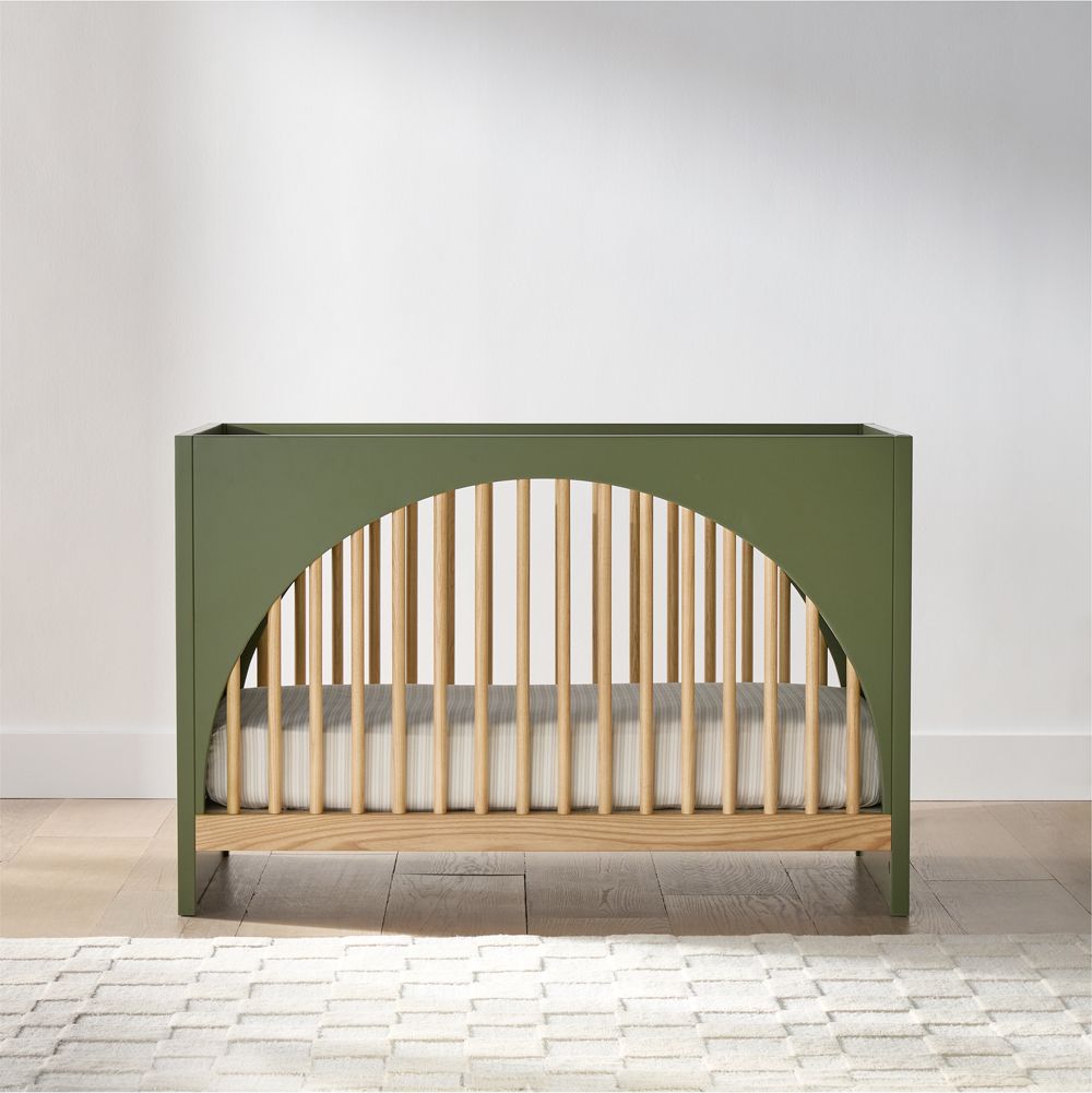Babyletto Moab Olive Green & Ash Wood 3-in-1 Convertible Baby Crib