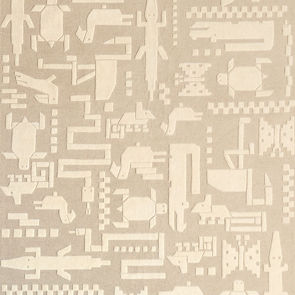 Rainforest Off-White Hand Tufted Wool Kids 12"x18" Rug Swatch