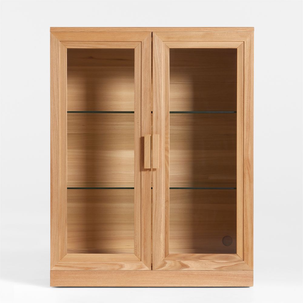 Calypso 36" Natural Wood Modular Glass Door Bookcase