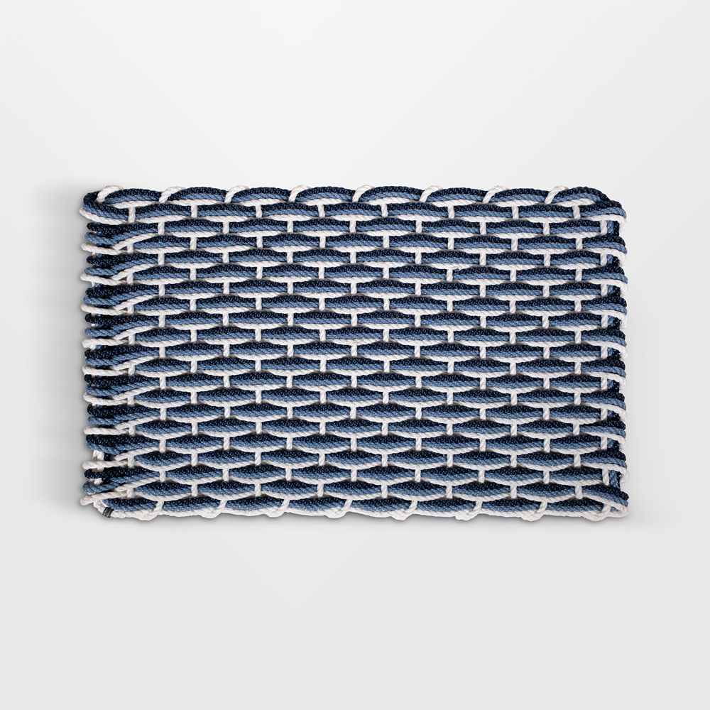 The Rope Co. Pearl, Glacier Bay and Navy Indoor/Outdoor Handwoven Doormat
