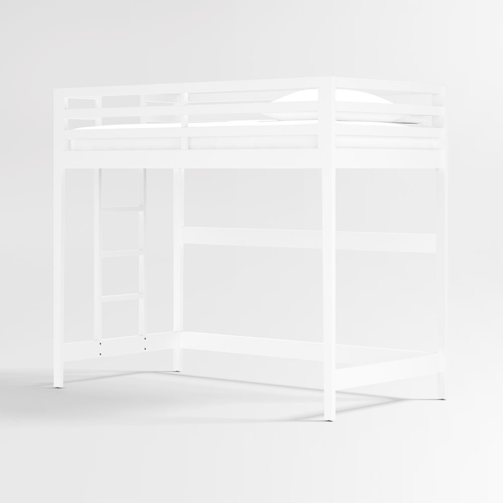 Ever Simple White Wood Kids Loft Bed with Ladder