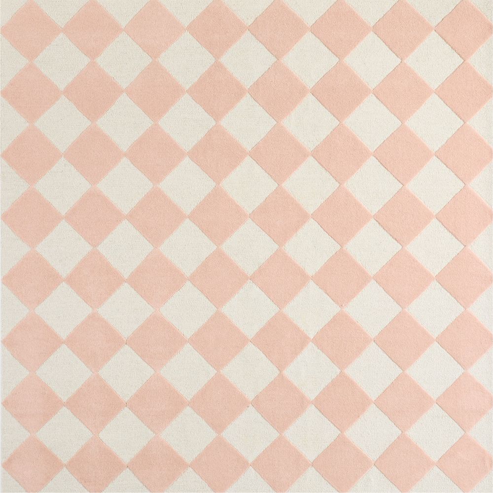 Checkerboard Pink Wool Kids 12"x18" Rug Swatch