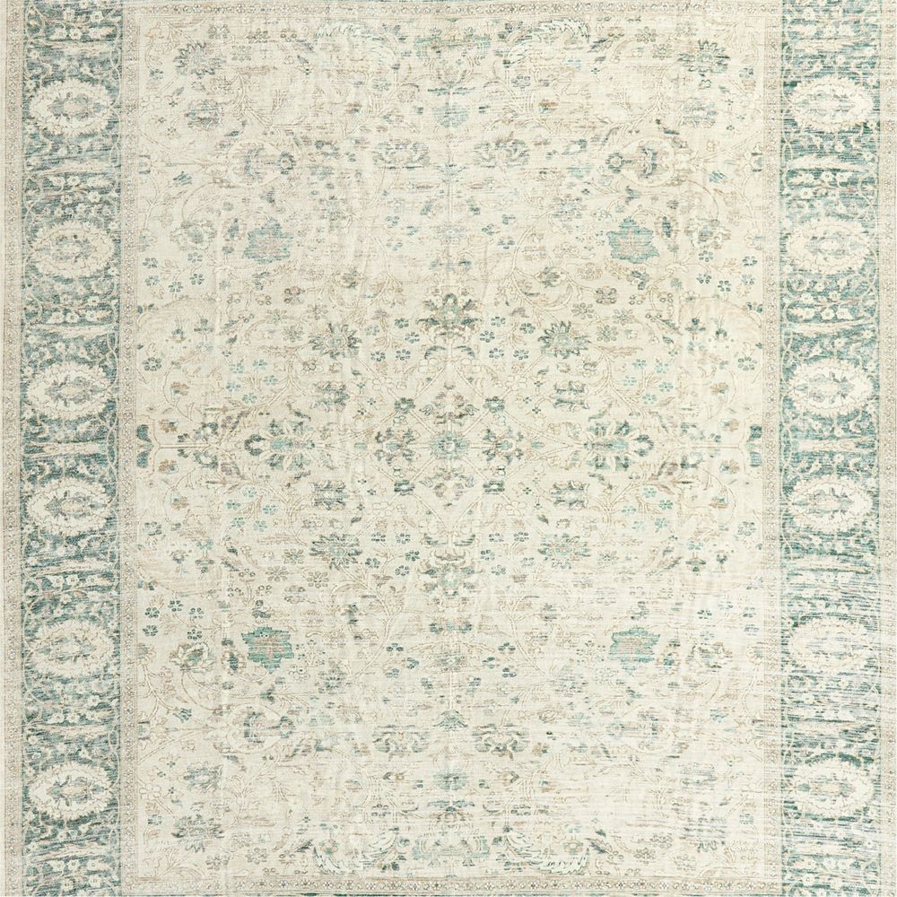 Sadira Green Floral Washable Kids 12"x18" Rug Swatch