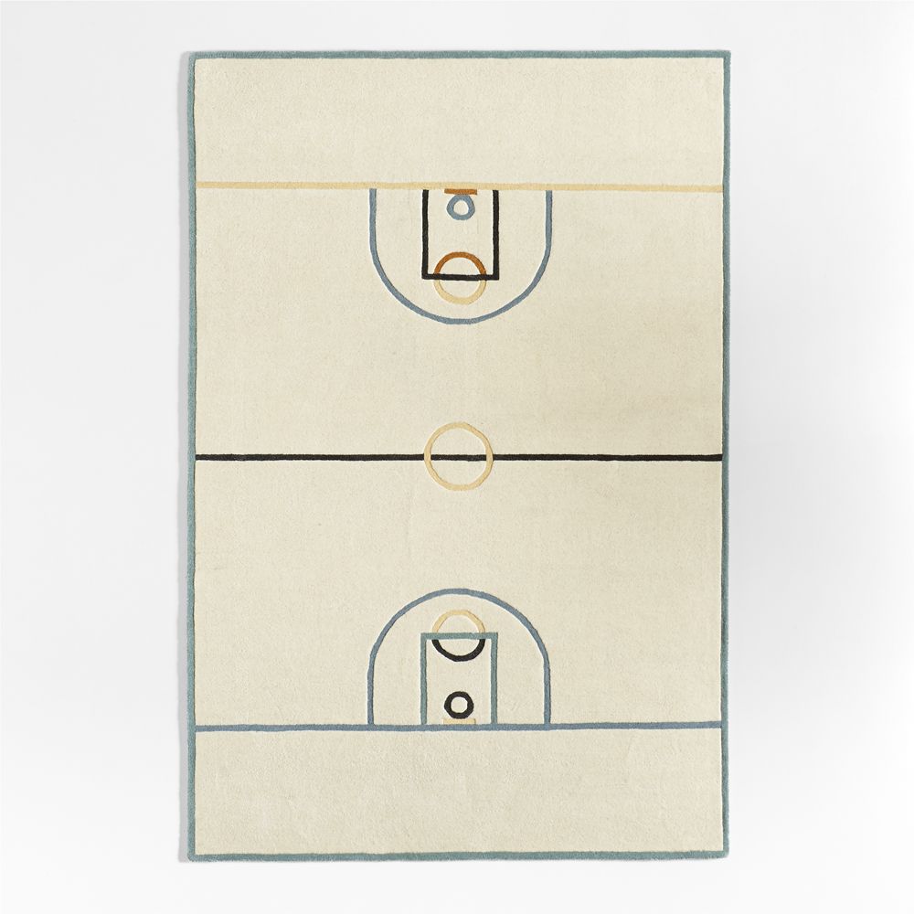 Modern Basketball Court Wool Kids Area Rug