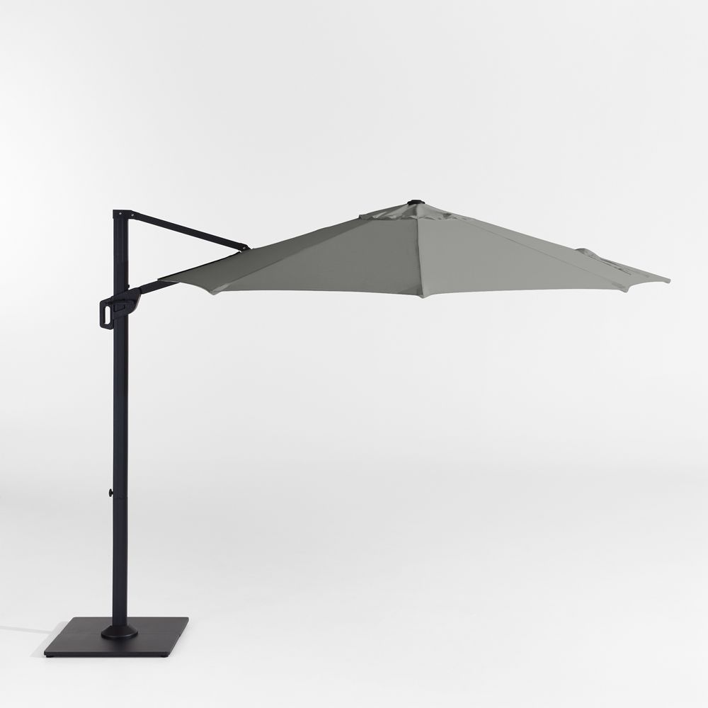 10' Round Sunbrella Canvas Charcoal Cantilever Outdoor Patio Umbrella with Frame