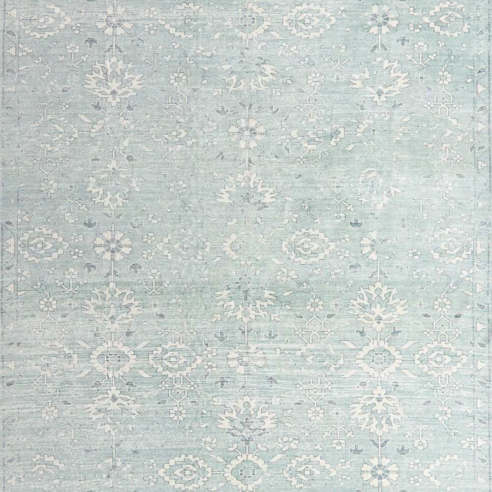 Hana Blue Floral Washable Kids 12"x18" Rug Swatch