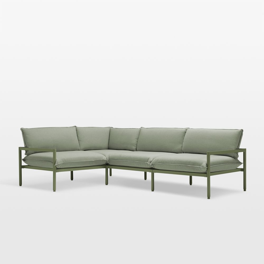 Neighbor Aluminum 4-Piece Outdoor Sectional Sofa with Olive Sunbrella Cushions