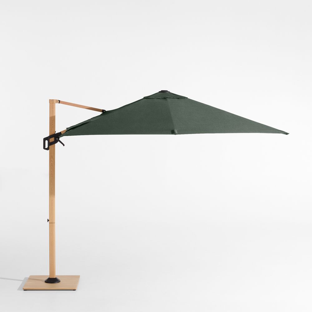 9' Square Cast Ivy Green Sunbrella Cantilever Outdoor Patio Umbrella with Faux Wood Metal Frame