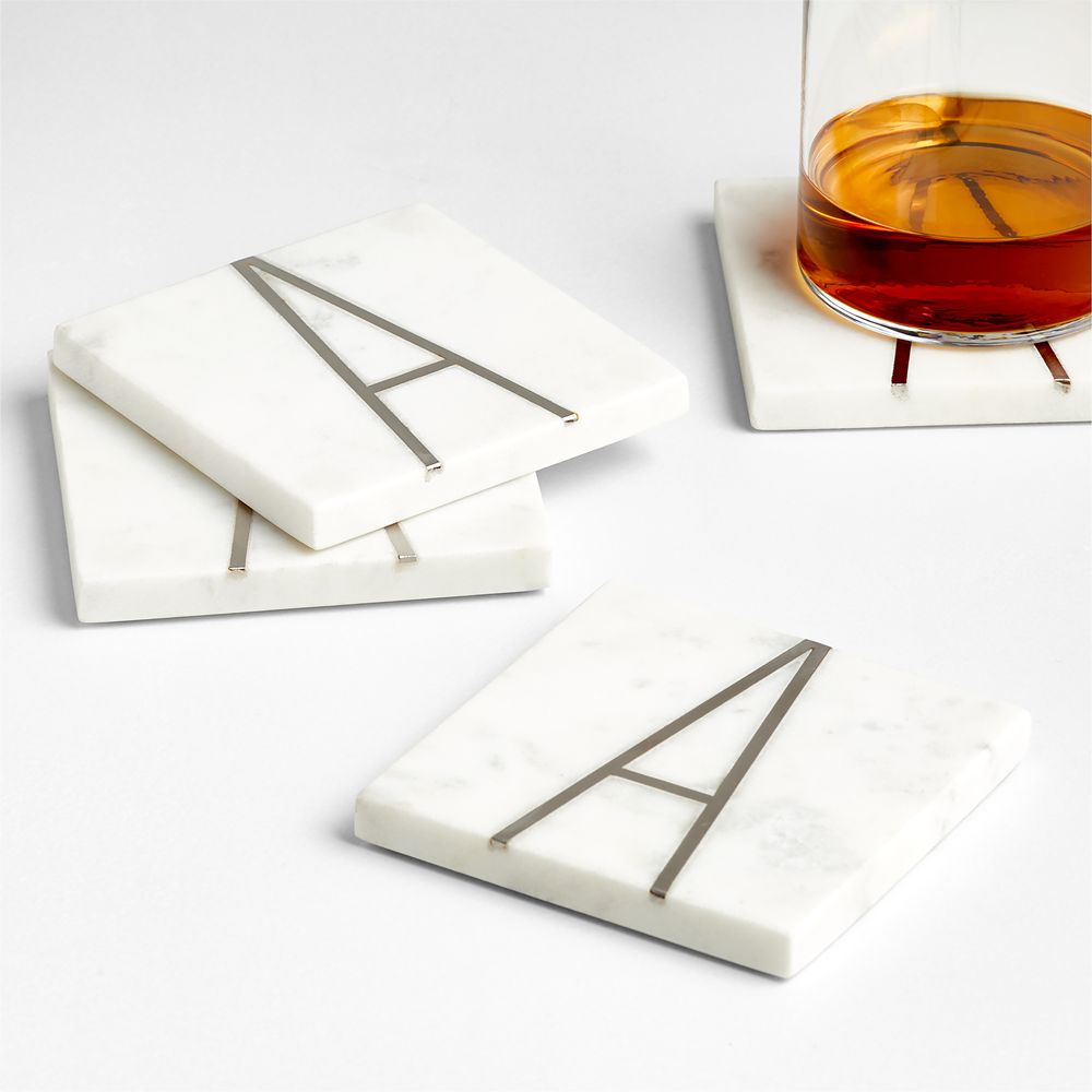 Marble Monogram Coasters, Set of 4