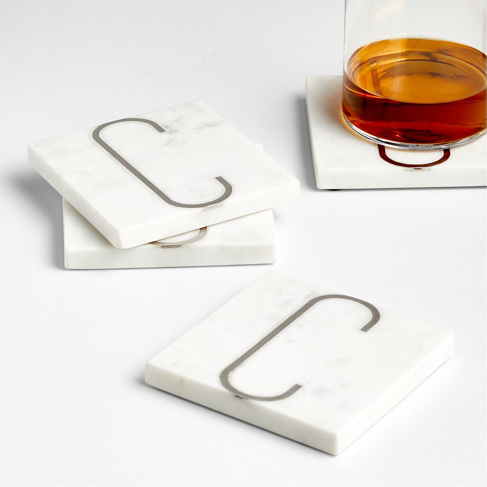 Alternative view of Marble Monogram Coasters, Set of 4