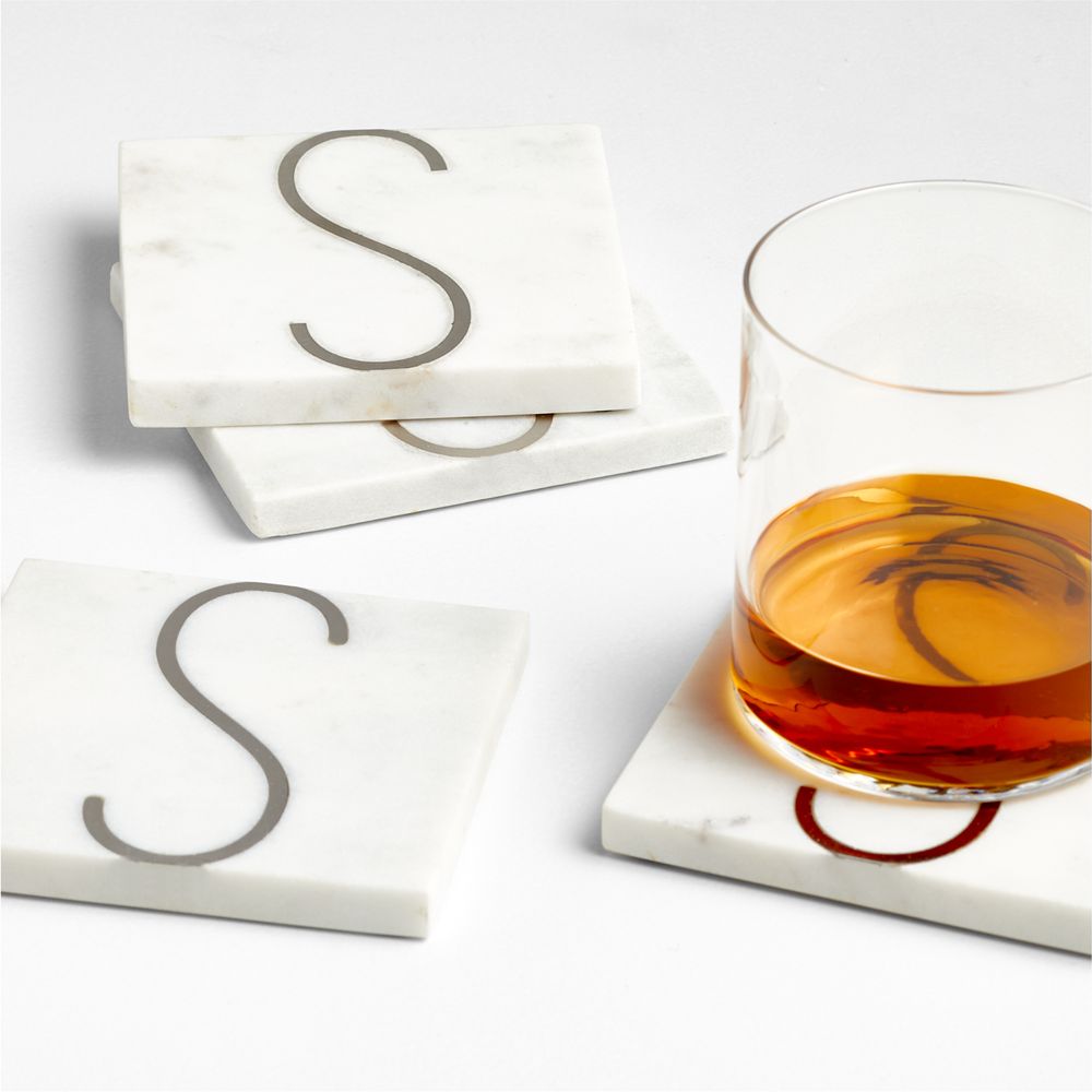 Marble Monogram Coasters, Set of 4- Image 4